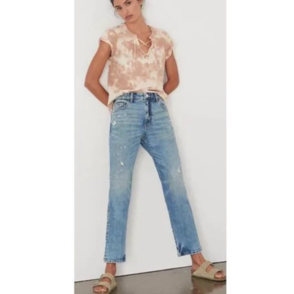PILCRO acid wash straight leg distressed boyfriend jeans